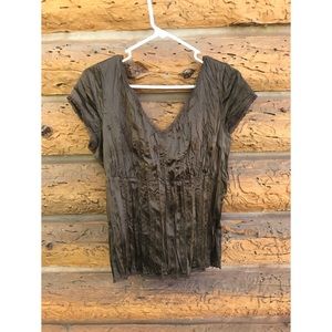 Silk, Lace Lined V Neck Top